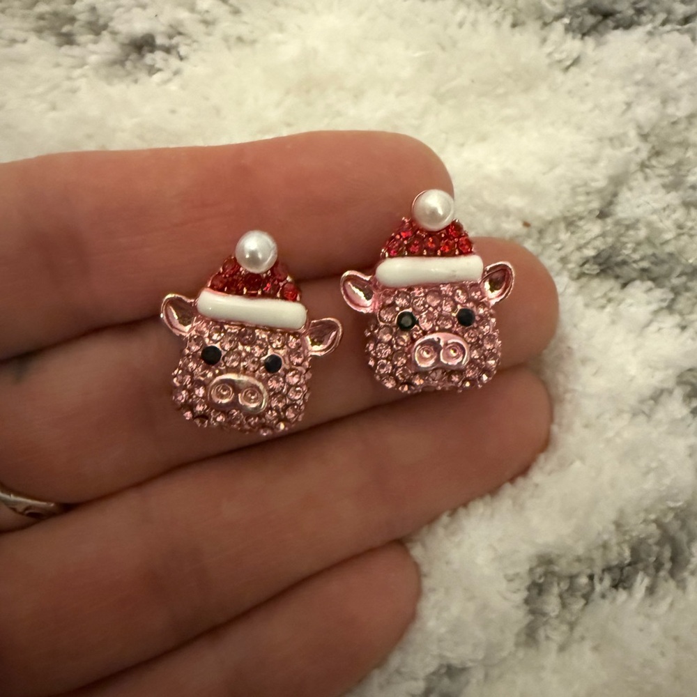 Betsey Johnson Xmas  pig earrings